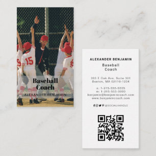 Coach de baseball photo Code QR Carte de visite