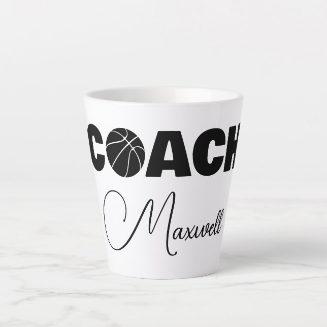 Coach de basket-ball noir Latte Mug (Devant)