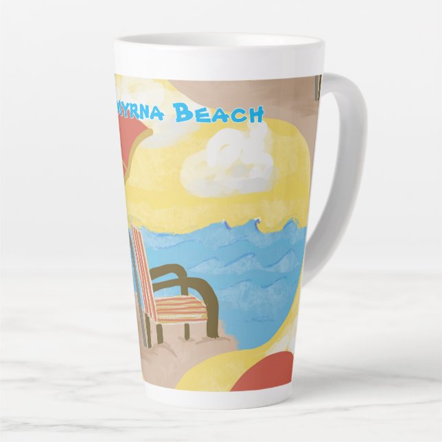 Coastal Beach Chair Custom Latte Mug (Angle droit)