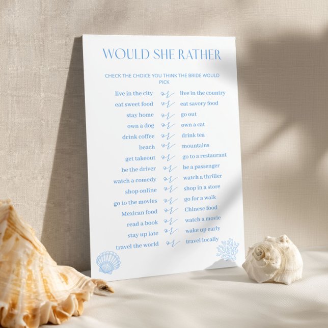 Coastal Bridal Shower Would She Rather Game (Créateur téléchargé)