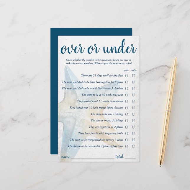 Coastal Chic | Blue Starfish Over and Under Game (Devant/Arrière en situation)