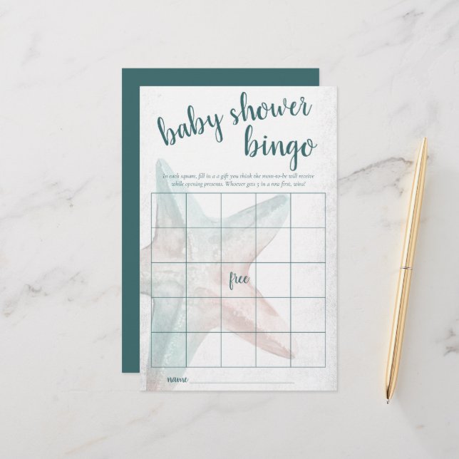 Coastal Chic | Jeu de douche de bingo Turquoise St (Devant/Arrière en situation)