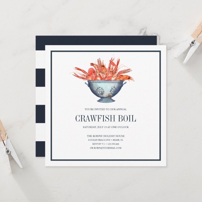 Coastal Chic Navy CRAWFISH BOIL Seafood Boil Party (Devant/Arrière en situation)