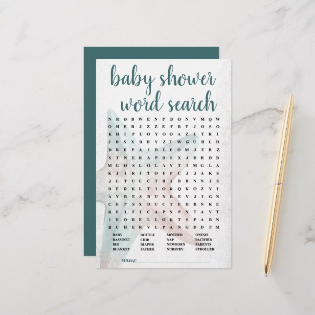 Coastal Chic | Turquoise Starfish Word Search Game (Devant/Arrière en situation)