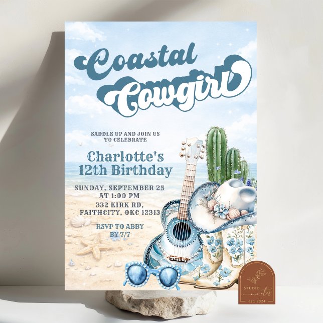 Coastal Cowgirl Birthday Invitation (Créateur téléchargé)