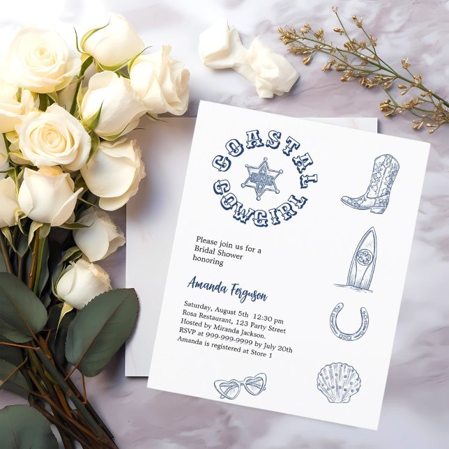 Coastal Cowgirl bleu nuptiale invitation douche nu (Créateur téléchargé)
