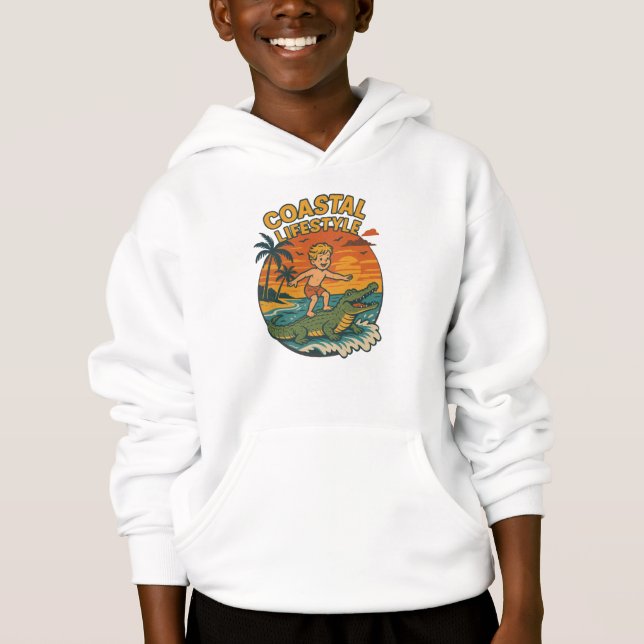 Coastal Lifestyle Gator Surfing -Retro Beach Kid's (Devant)