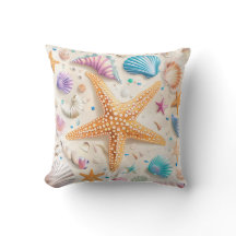 Coastal Seashell Starfish Lancer oreiller
