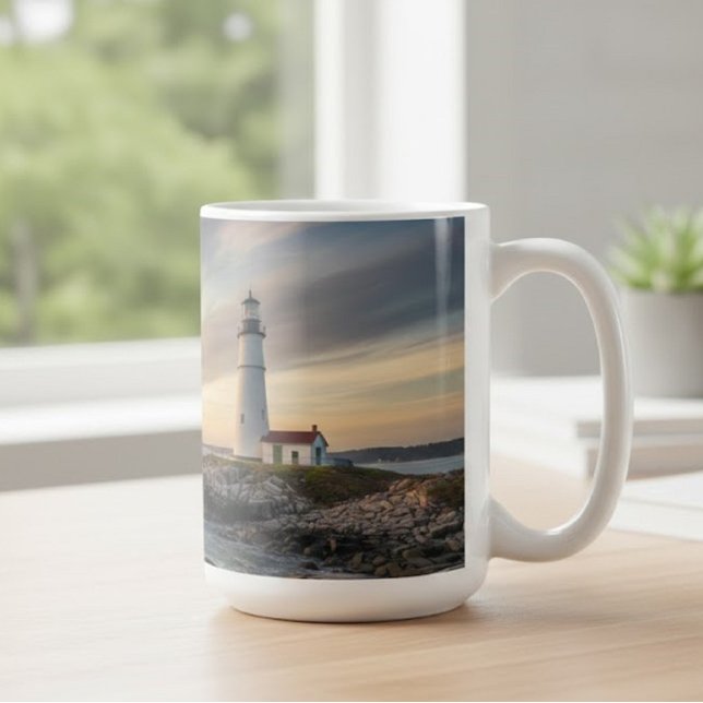Coastal Serenity Lighthouse Wrap Mug (15oz) (Créateur téléchargé)