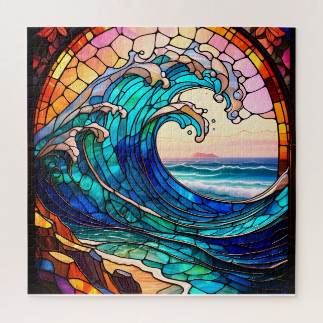 Coastal Stained Glass Jigsaw Puzzle (Vertical)
