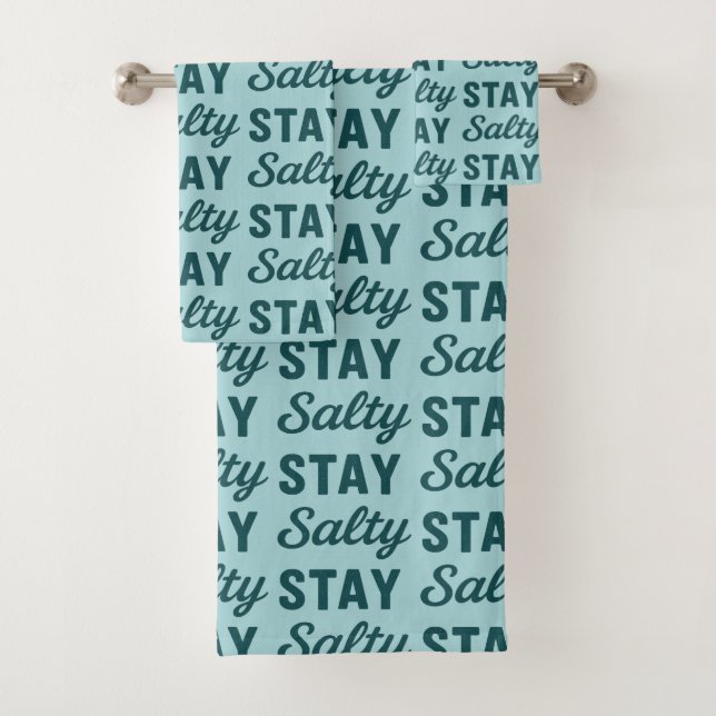 Coastal Teal Blue Stay Salty Graphic Beach Decor (En situation)