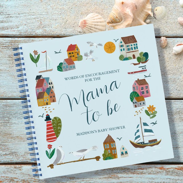 Coastal Village Blue Boy Baby shower Livre d'or (Coastal Village Blue Boy Baby Shower Guest Book)