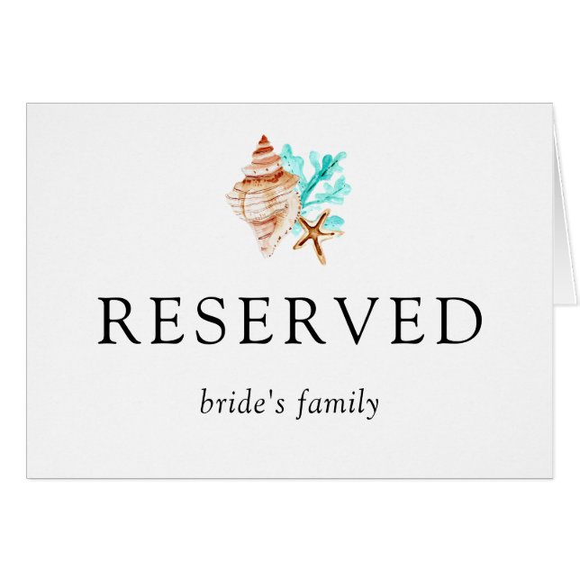 Coastal Wedding Seashells Reserved Bride's Family (Devant horizontal)