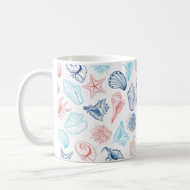 Coastère aquarelle coquille tasse de café (Gauche)