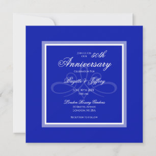 Cobalt bleu 50e anniversaire mariage invitation