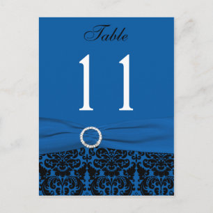 Cobalt bleu et noir Damas Numéro de table