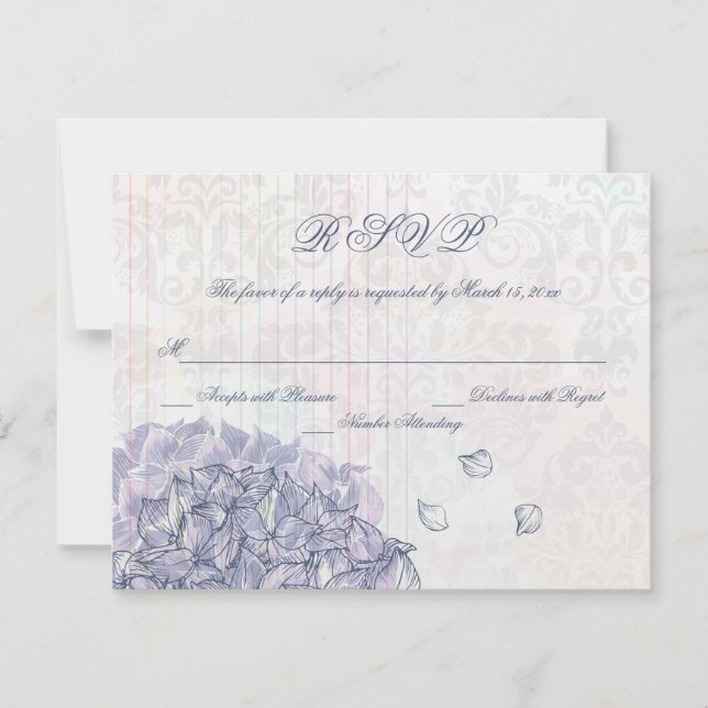 Cobalt bleu hydrangea mariage fleur RSVP carte (Devant)