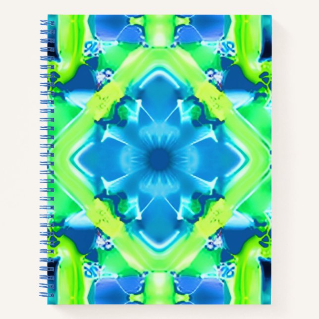 Cobalt Blue et Lime Green Tie Dye Journal Motif (Devant)