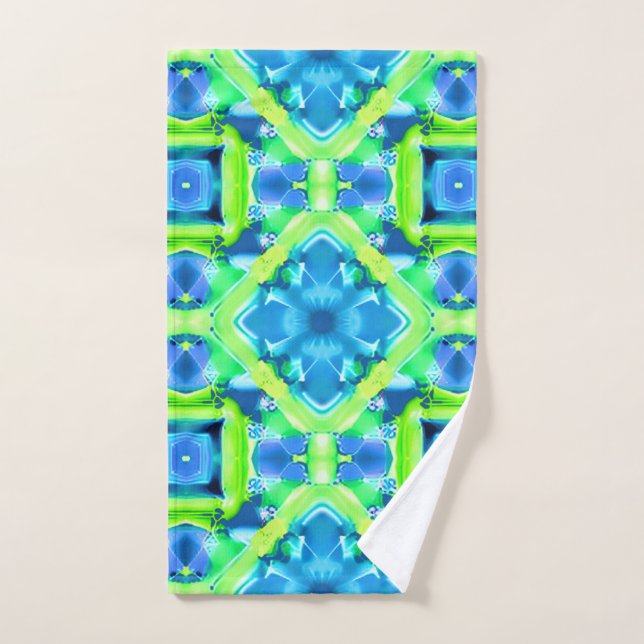 Cobalt Blue et Lime Green Tie Dye Motif (Serviette à main)