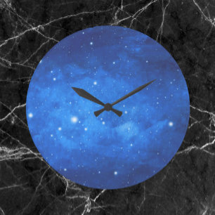 Cobalt Blue Space Stars Horloge murale