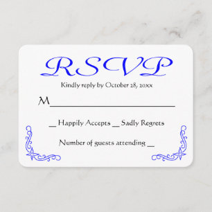 Cobalt Blue & White Floral Wedding Réponse RSVP
