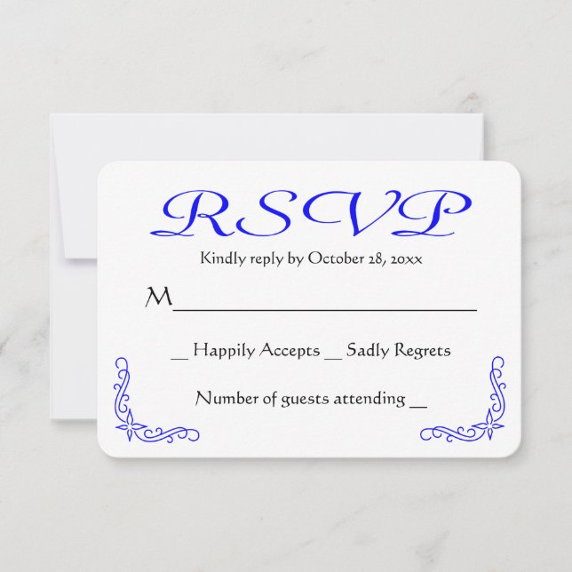 Cobalt Blue & White Floral Wedding Réponse RSVP (Devant)