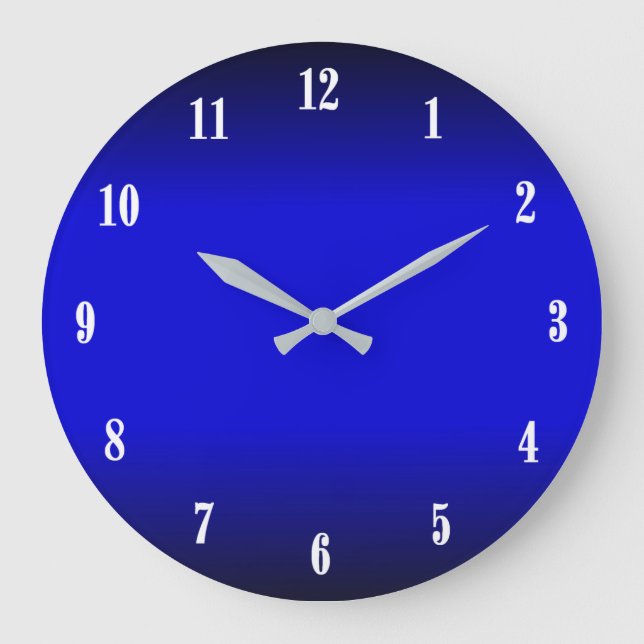 Cobalt électrique Bleu Blanc Numéros 2 Horloge mur (Recto)