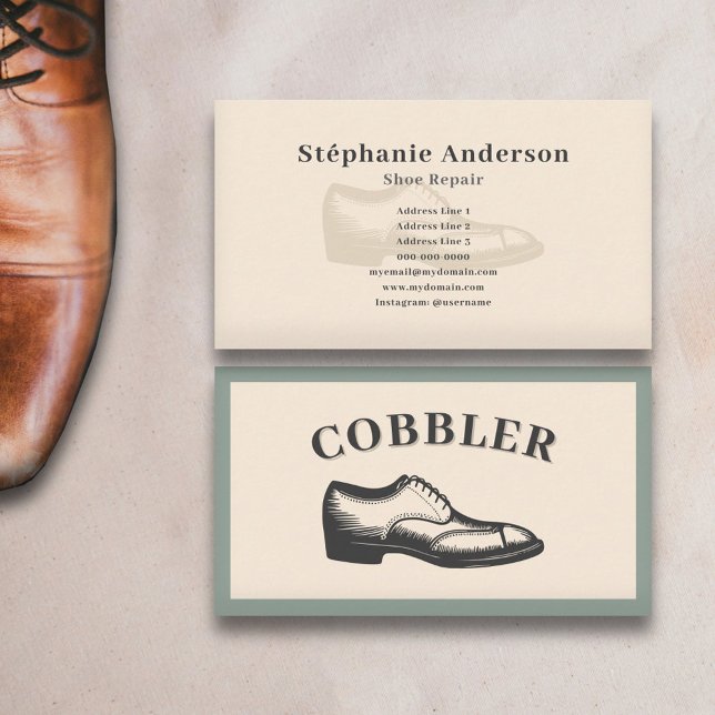 Cobbler - Carte de visite de réparation de chaussu (Cobbler - Shoe Repair Business Card)