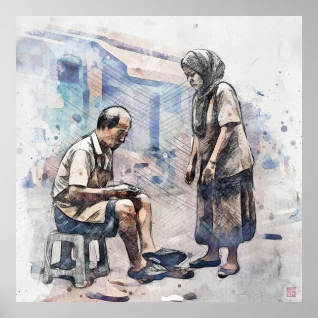 Cobbler de Singapour - Grande Impression Archivée (Devant)