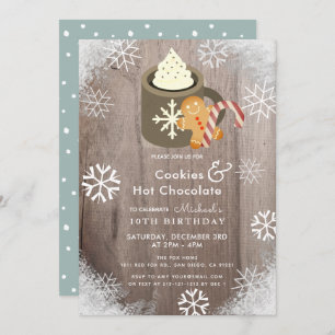 Coca chaud & Cookies Blue Birthday Invitation