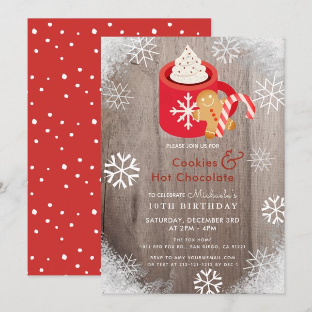 Coca chaud & Cookies Red Birthday Invitation (Devant / Derrière)