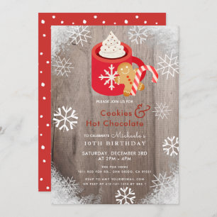 Coca chaud & Cookies Red Birthday Invitation