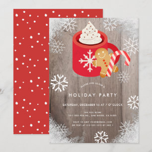 Coca chaud & Cookies Red Holiday Party Invitation