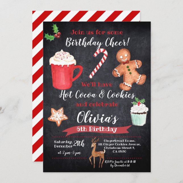 Coca chaud et biscuits INVITATION Anniversaire (Devant / Derrière)