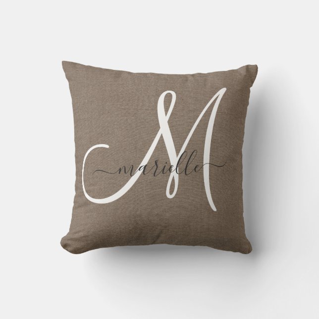 Coca Lin Brown Monogramme Lin Jeu Oreiller (Recto)