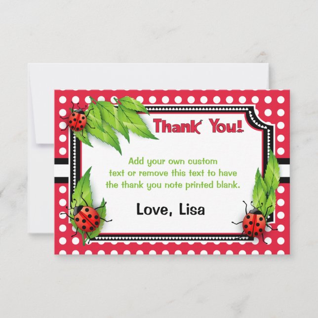 Coccinelle avec des cartes de Merci du pois | (Devant)