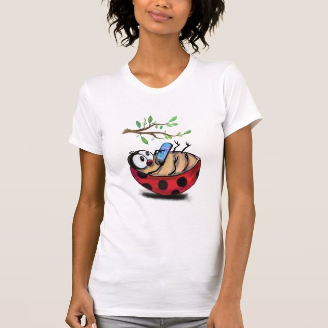 Coccinelle avec T-Shirt de téléphone Fun de printe (Devant)