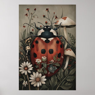 Coccinelle dans une impression de jardin de fleurs