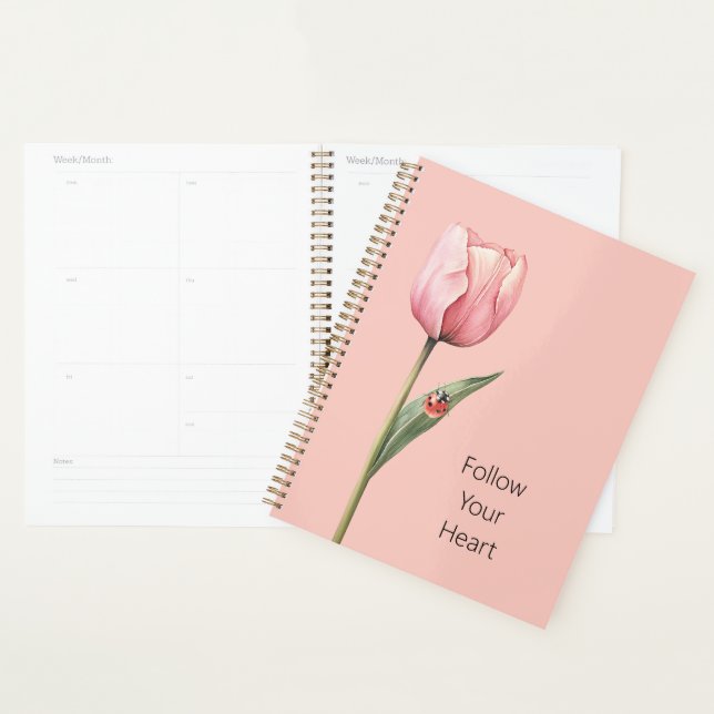 Coccinelle de la fleur de tulipe rose (Devant avec enveloppe)