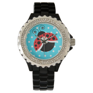 Coccinelle de montre-bracelet de marguerite de