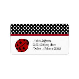 Coccinelle et étiquettes de adresse à pois