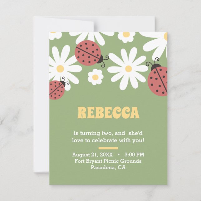 Coccinelle et marguerites florale féminine invitat (Devant)