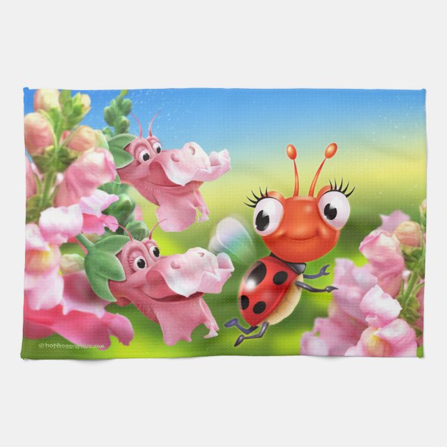 Coccinelle mignonne et serviette instantanée (Horizontal)