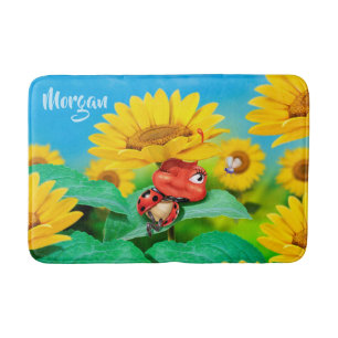 Coccinelle moyenne de tournesols de tapis de bain