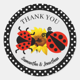 Coccinelle Tendance Moderne Merci Rond Autocollant