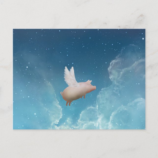 cochon à la carte postale étoiles (Devant)