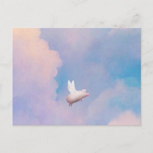 cochon avec ailes carte postale (Devant)