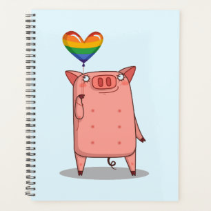 Cochon Avec Ballon Arc-En-Ciel