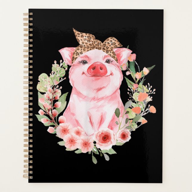 Cochon Avec Fleur De Bandeau Léopard Cochon Mignon (Devant)