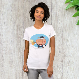 Cochon avec pinte de bière moussante T-shirt femme